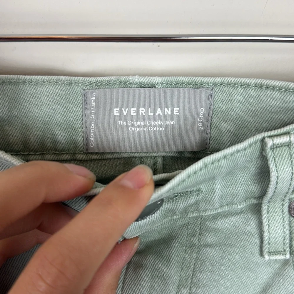 Everlane The Original Cheeky Crop Jeans Organic Cotton in Sage Green Size‎ 28